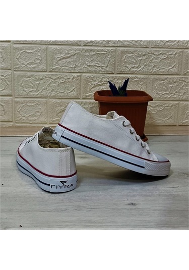Fiyra 554 Beyaz Kısa Unisex Sneaker Keten Spor Ayakkabı 001
