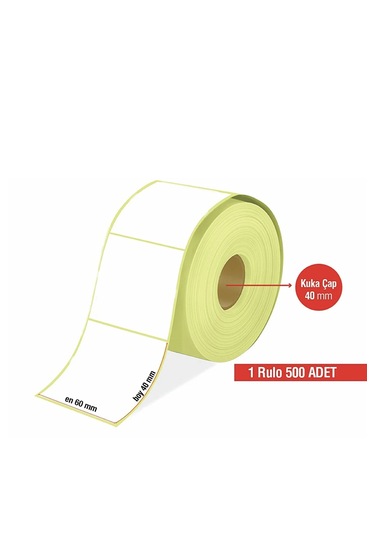King Label Termal Barkod Etiket 60x40mm 1 Rulo 500'lü Sarım