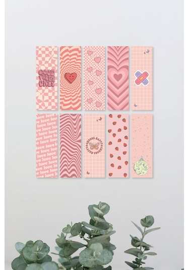 Pembe Good Vibes 10 Adet Kitap Ayraç Seti Pytkayrac1k7