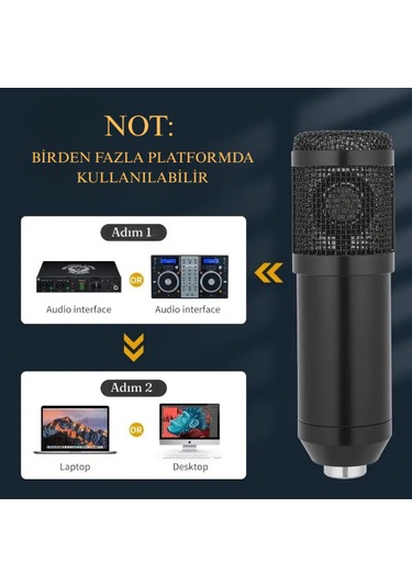 Profesyonel Usb Kondansatör Mikrofon Seti Ayarlanabilir Kol Stand