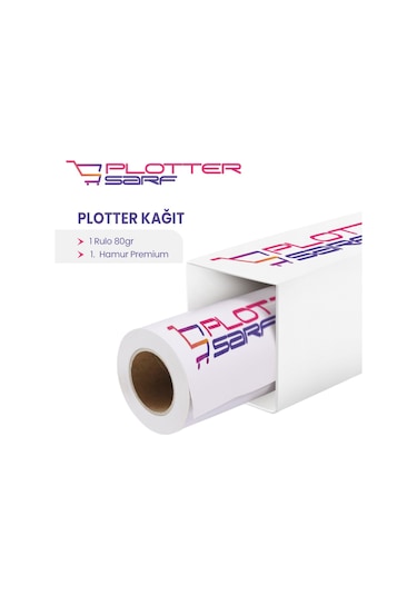 PlotterSarf® Premium 80 G Plotter Kağıdı 75 CM x 50 M 1 Rulo