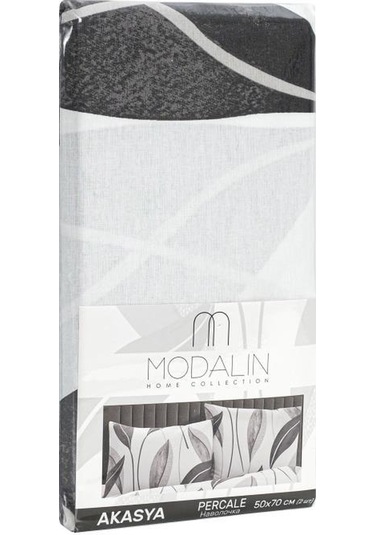 Yastık Kılıfı 2 Li Akasya Percale Baskılı 50x70 Cm Beyaz