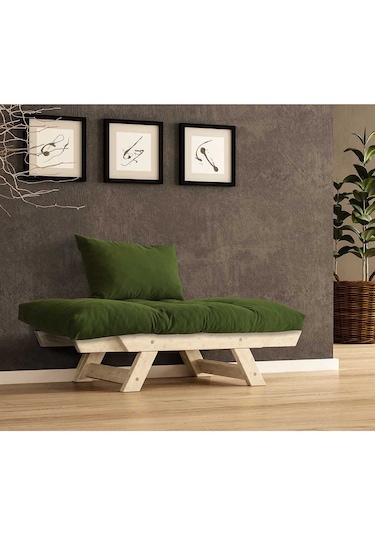 Woodesk Adalar Masif Natural-yeşil Renk Berjer Cpt8150-140 Yeşil