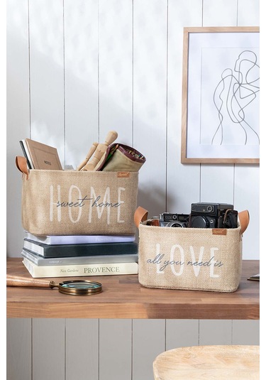 Ocean Home Textile 2'li Astarlı Jüt Sepet Set