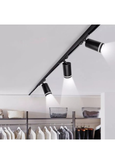 Jazzway Gu10 Ampul İçin Raylı Tavan Aydınlatması 230590733 Siyah