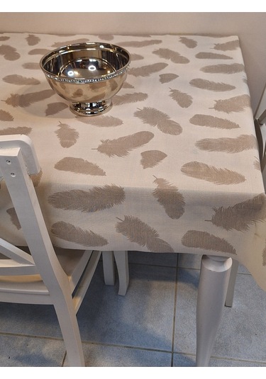 İthal Silinebilir Pvc Masa Örtüsü Kaymaz Tabanlı, Kumaş Görünümlü Pvc Masa Örtüs İth5511 Kahverengi