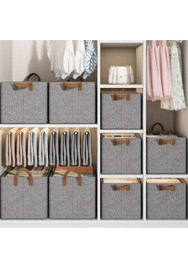 Fastbuy Çelik Çerçeveli Kumaş Kutusu - Luckystar1, Pratik Depolama Çözümü, Gri Gri