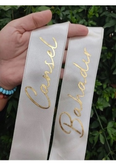 Gelin Damat Isimli Tören Takı Kurdelesi 2 Adet B-37