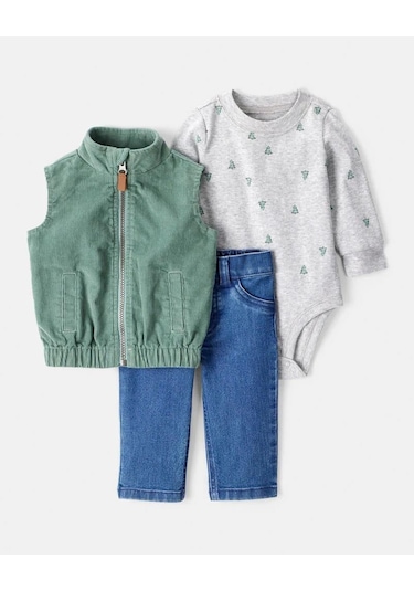 Erkek Bebek Yelekli Set Ctr-1t604310 Yeşil