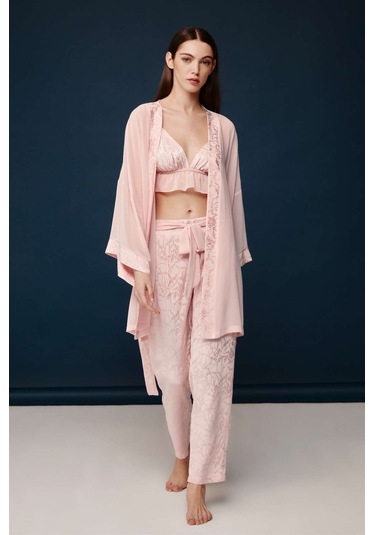 Bonnie&Clyde - Kadın Pudra Viskon Jakar 3 lü Takımı  30013 Pudra