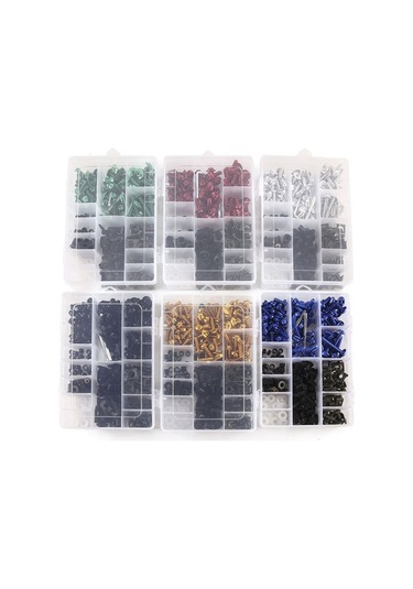 Pazly Motosiklet Gövdeleri İçin 223 Parça Renkli Montaj Cıvata Seti - Spor Motosikler İçin Uyumlu, Kolay Kurulum, Mavi-siyah Depolama Kutusu Siyah