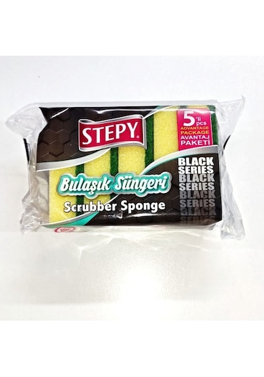 Stepy Black Düz Bulaşık Süngeri 5'li