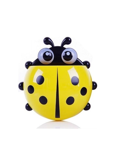 Willowhaven Diş Fırçalık - Uğur Böceği Hayvan Banyo Karikatür Diş Fırçası Tutucu & Diş Macunu Duvar Emme Tutucu 2 Adet Beyaz Gri