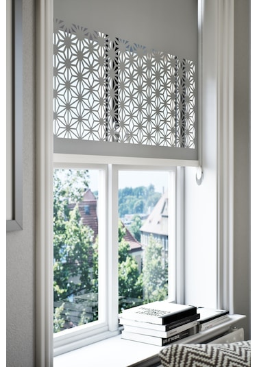 Perdea Lazer Kesim Mat Stor Perde, Lazer Kesimli Klasik Serisi, C-181005 Gri Renk