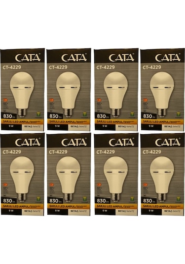 Cata Ct-4229 9w 6400k Beyaz Işık E27 Duylu Şarjlı Led Ampul 8 Adet