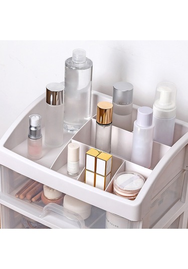Yifomall 3 Katmanlı Şeffaf Çekmeceli Organizatör - Kozmetik Ve Masaüstü Saklama Kutusu 19-28.5cm Şeffaf