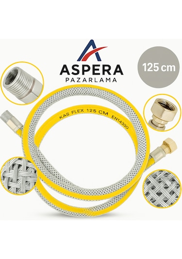 125 Cm Doğalgaz Flex Bağlantı Hortumu - Gaz Flexi Boru Ocak, Fı