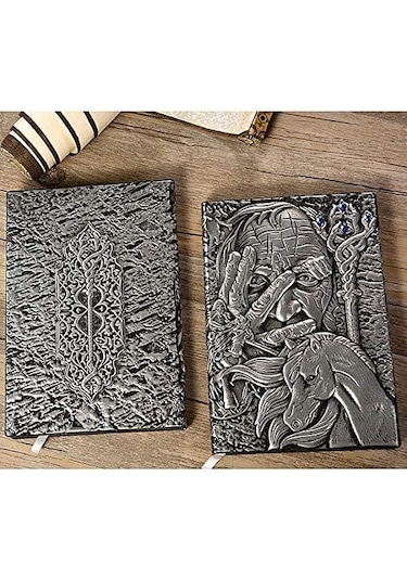 Deri Defter 3D Kabartmalı Adam-Gümüş