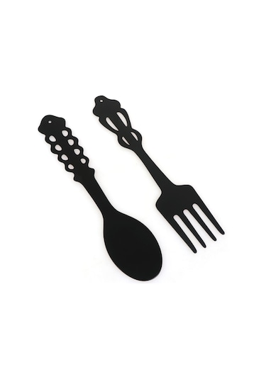 Hombey Kalıcı Siyah Demir Fork Ve Kaşık Seti, Rustik Ev Dekoru, Kolay Asma, Her Mekana Konfor Katıyor 2 Adet