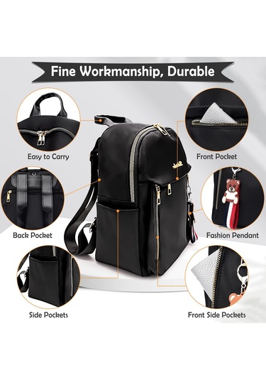 Kadın Sırt Çantası, Küçük Şehir Sırt Çantası, Gündelik, Siyah