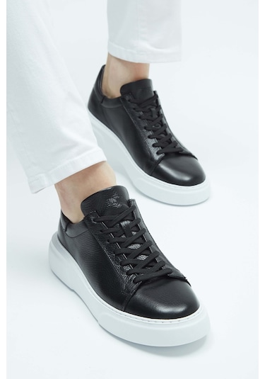 Tamer Tanca Erkek Hakiki Deri Siyah Sneakers & Spor Ayakkabı 04 2501 Erk Ayk Y23 Sıyah Fltr Siyah