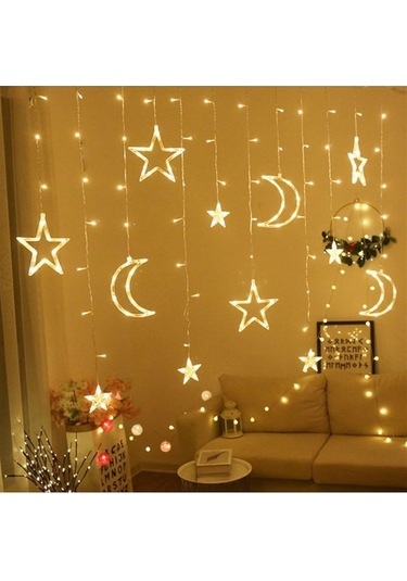 Ay Yıldız Perde Led 8 Mod Saçaklı Perde Peri Mutfak Işık Dekorati Diğer