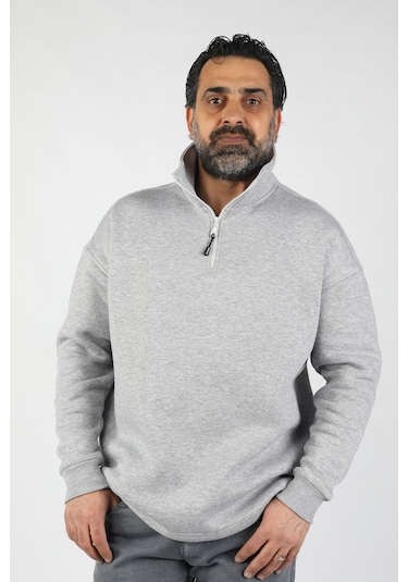 Balins Unisex Balıkçı Yaka Gri Sweatshirt Gri