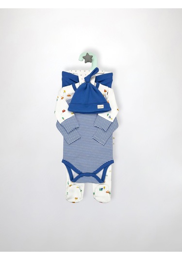 Sezgibaby Kale 4'lü Erkek Bebek Tulum Çoklu Set Mavi