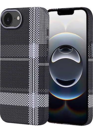 Mobilteam İphone Uyumlu 16e Kılıf Magsafe Şarj Özellikli Karbon Fiber Görünümlü Nekst Kapak - Gri