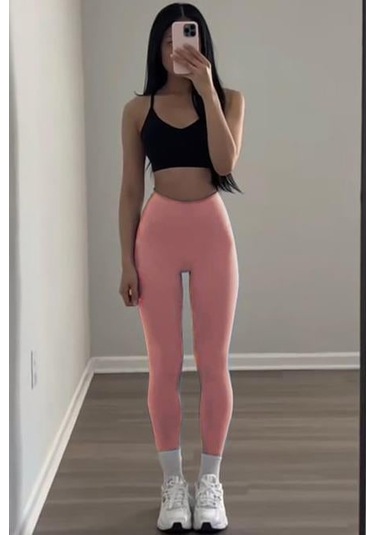 Madmext Pembe Yüksek Bel Kadın Tayt Mg2230 Pembe