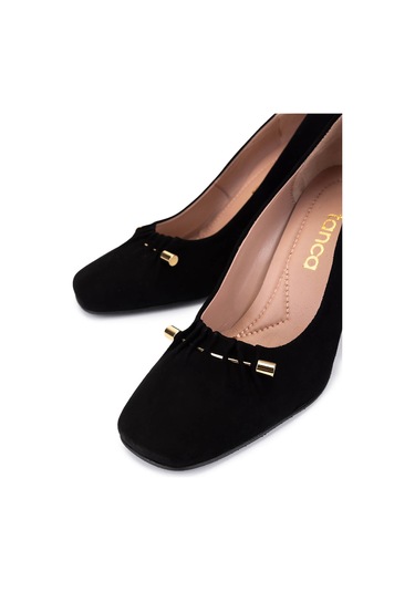 Tamer Tanca Kadın Hakiki Deri Siyah Süet Topuklu Ayakkabı 1129 101 Bn Ayk Sk25-26 Sıyah Suet SIYAH SUET