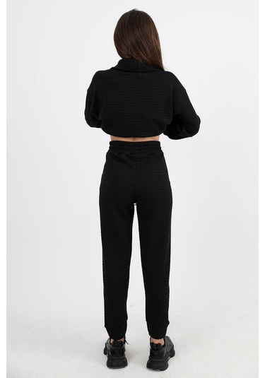 Jakarlı Kapitone İkili Takım - Siyah-siyah Siyah