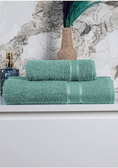 %100 Pamuk 2 Parça Kadın/erkek Banyo Duş Hamam Havlu Seti 90x150 Cm Yeşil