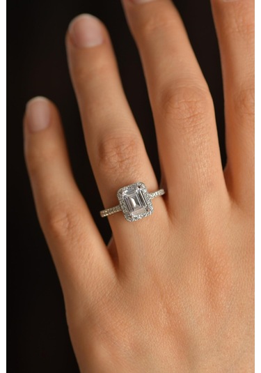 Erdobia 925 Ayar Zirkon Taşlı Rodyum Ayarlanabilir Baget Gümüş Yüzük