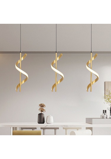 Symbee Gümüş Renkli Spiral Avize - Modern Mutfak/otel Dekorasyon Aydınlatma - 3 Işık Modu Beyaz/sıcak/neutral Altın