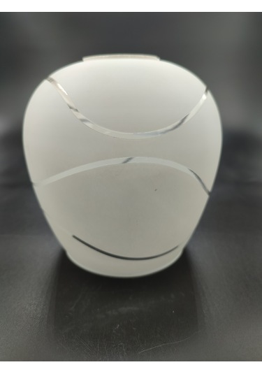 Avize Camı.beyaz Renkte.suyolu Desenli. E.27 .normal Ampule Göre. Mat - Süt Beyaz