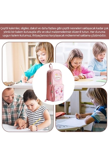 Mufunye Büyük Kapasiteli Kawaii Kalem Kutusu - Sevimli 3 Bölmeli Kırtasiye Saklama Kutusu, Mor Model B Mor
