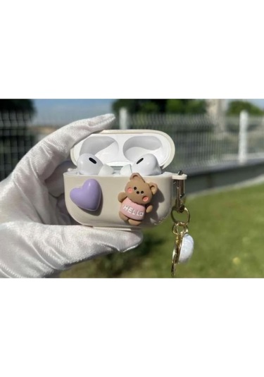 Iphone Pro/pro2 Nesil Uyumlu Koruyucu Bluetooth Kulaklık Kılıfı Figürlü Ayıcık Airpods Pro/pro2 Nesil