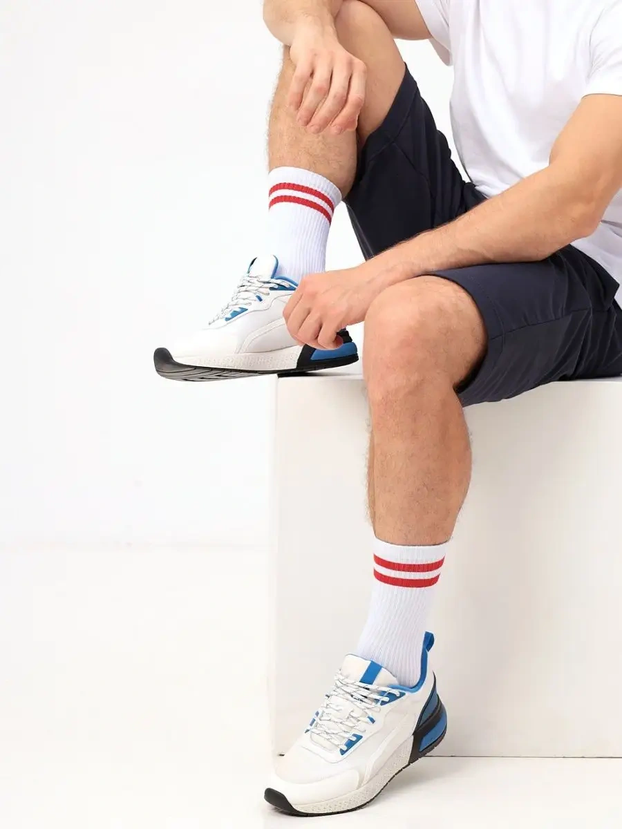 Novomoskovskij Trikotaz Erkek Çorapları 3'lü Set, Yüksek, Düz Renkli, Spor 18317805 Beyaz