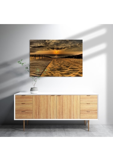 Cakasepetim Gün Batımında Plaj Ahşap Mdf Tablo
