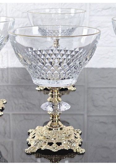 Paşabahçe Serisi Infınıty Kase & Magnolıa Kase & Dondurmalık & Şekerlik Kare Gold Döküm Ayaklı Naturel