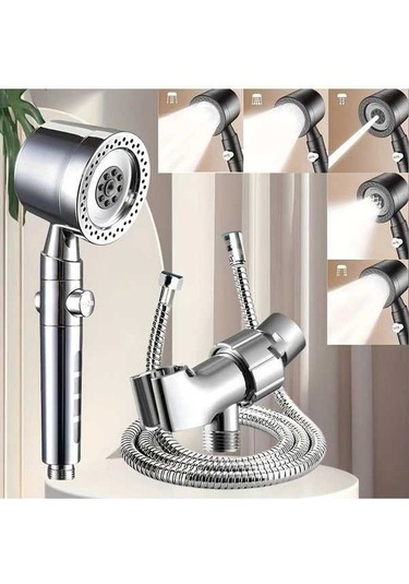 Fastbuy Challenger 5 Ayarlı Filtreli Lüks Gümüş Duş Başlığı, Banyo Nozulu Ve Aksesuarları Keyifli Yıldız