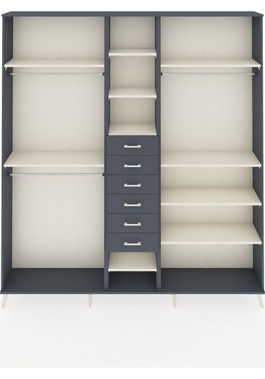 Arges Dolap 10 Raflı 6 Çekmeceli 3 Askılı 220x30x243 Antrasit-aytaşı/antrasit Aytası/antrasıt