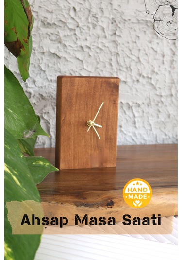 El Yapımı Ihlamur Ağacı Ahşap Dekoratif Masa Saati
