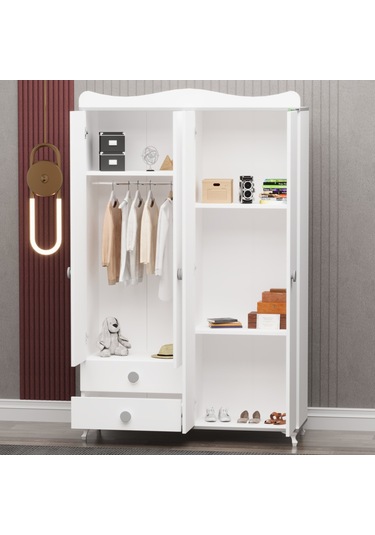 Garaj Home Yıldız 4 Kapaklı 2 Çekmeceli Dolap - Gri