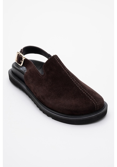 Laby Kahverengi Süet Hakiki Deri Kadın Sandalet Kahverengi