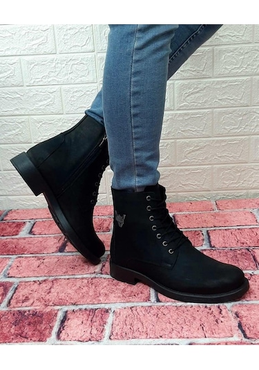 Voyager 3517 Siyah Hakiki Deri Bağacaklı Fermuarlı Erkek Bot 001