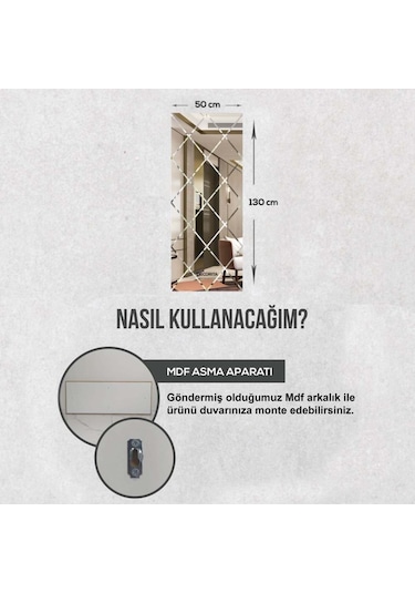 Decorıta Ayna - Kanallı Dikdörtgen Ayna - 130Cm X 50Cm Çok Renkli