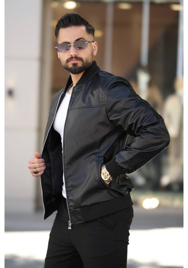 Erkek Süet Kolej Ceket Siyah Düz Deri