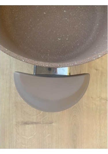 Oms Granit Cam Kapaklı Derin Tencere Kahve 22 CM